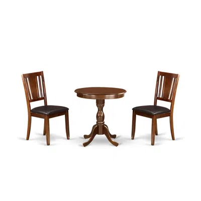 East West Furniture - Esdu3-mah-lc - 3-pc Modern Dining Room Set - 2 Kitchen Dining Chairs And 1 Dining Room Table (maho