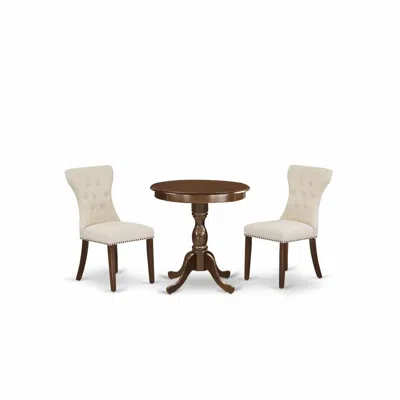 East West Furniture - Esga3-mah-32 - 3-pc Dinette Set - 2 Parson Dining Chairs And 1 Dining Room Table (mahogany Finish)