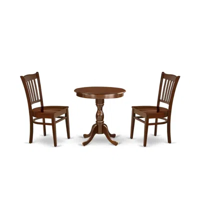 East West Furniture - Esgr3-mah-w - 3-pc Kitchen Dining Set - 2 Mid Century Dining Chairs And 1 Wooden Dining Table (mah
