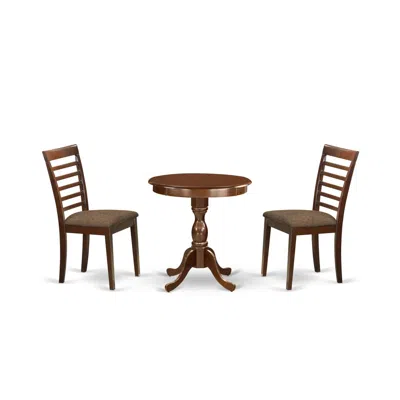 East West Furniture - Esml3-mah-c - 3-pc Modern Kitchen Dining Room Set - 2 Wooden Dining Room Chairs And 1 Dining Table