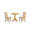 East West Furniture - Esnf3-oak-c - 3-pc Modern Dining Set - 2 Mid Century Dining Chairs And 1 Kitchen Dining Table (oak