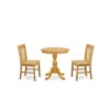 East West Furniture - Esnf3-oak-w - 3-pc Kitchen Table Set - 2 Dining Room Chairs And 1 Modern Dining Table (oak Finish)