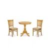 East West Furniture - Esva3-oak-c - 3-pc Modern Dining Room Table Set - 2 Dining Room Chairs And 1 Kitchen Dining Table 