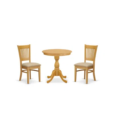 East West Furniture - Esva3-oak-c - 3-pc Modern Dining Room Table Set - 2 Dining Room Chairs And 1 Kitchen Dining Table 