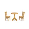 East West Furniture - Esva3-oak-w - 3-pc Dining Room Table Set - 2 Wooden Dining Room Chairs And 1 Dining Room Table (oa