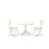 East West Furniture - Hbva3-lwh-c - 3-piece Dinette Room Set- 2 Wooden Chairs And Kitchen Dining Table - Linen Fabric Se