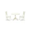 East West Furniture - Hbva3-lwh-w - 3-pc Modern Dining Table Set- 2 Dining Chair And Wooden Dining Table - Wooden Seat A