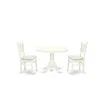 East West Furniture - Hlva3-lwh-c - 3-piece Dining Table Set- 2 Kitchen Chairs And Modern Kitchen Table - Linen Fabric S