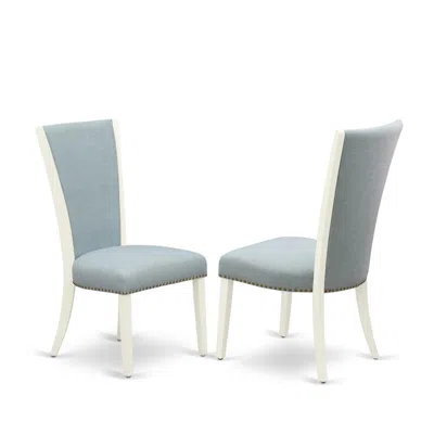 East West Furniture - Set Of 2 - Dining Chair- Upholstered Chair In Blue