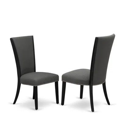 East West Furniture - Set Of 2 - Dining Room Chairs- Wooden Chair Includes Black Wooden Structure With Dark Gotham Grey 