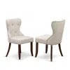 East West Furniture - Set Of 2 - Modern Chairs- Kitchen Chair Includes Mahogany Wood Frame With Doeskin Linen Fabric Sea