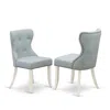 East West Furniture - Set Of 2 - Parson Chairs- Dining Room Chair Includes Linen White Solid Wood Structure With Baby Bl