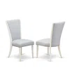 East West Furniture - Set Of 2 - Upholstered Chair- Parson Chairs Includes Linen White Wood Frame With Grey Linen Fabric