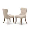 East West Furniture - Set Of 2 - Wood Chairs- Upholstered Dining Chairs Includes Antique Walnut Hardwood Frame With Ligh