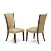 East West Furniture - Set Of 2 - Wood Chairs- Wood Chair Includes Distressed Jacobean Hardwood Frame With Brown Linen Fa