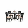 East West Furniture - Shva5-blk-c - 5-pc Kitchen Dining Set- 4 Modern Dining Room Chair And Round Kitchen Table - Linen 