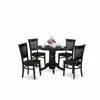 East West Furniture - Shva5-blk-w - 5-pc Dining Room Set- 4 Dining Room Chair And Dinner Table - Linen Fabric Seat And S