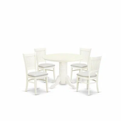 East West Furniture - Shva5-lwh-c - 5-piece Dining Room Table Set- 4 Dining Room Chairs And Modern Dining Room Table - L In White