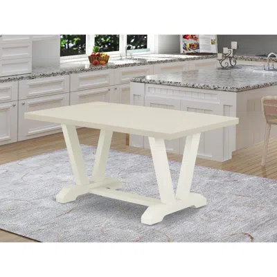 East West Furniture 1-piece Dining Room Table With Rectangular Linen White Table Top And Linen White Wooden Legs Finish
