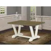 East West Furniture 1-piece, Kitchen Table With Rectangular Distressed Jacobean Table Top And Linen White Wooden Legs Fi