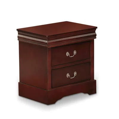 East West Furniture 1-piece Mid Century Wooden Night Stand With 2 Wood Drawers For Bedroom - Walnut Finish