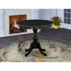 East West Furniture 1-piece Modern Table With Round Wire Brushed Black Table Top And Wire Brushed Black Pedestal Leg Fin