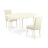 East West Furniture 1mzab3-lwh-02 3pc Dining Room Table Set Consists Of A Wood Dining Table And 2 Upholstered Dining Cha