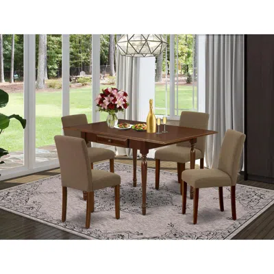 East West Furniture 1mzab5-mah-18 5pc Modern Dining Table Set Includes A Wood Dining Table And 4 Parson Chairs With Coff In Blue