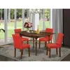 East West Furniture 1mzab5-mah-72 5pc Dining Set For 4 Includes A Dining Room Table And 4 Parsons Chairs With Firebrick 
