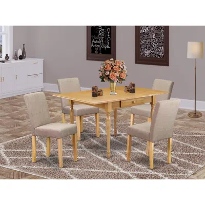 East West Furniture 1mzab5-oak-04 5pc Kitchen Table Sets Contains A Dining Room Table And 4 Parson Chairs With Light Faw In Animal Print