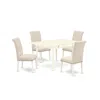 East West Furniture 1mzbr5-lwh-02 5pc Dinette Set In Neutral