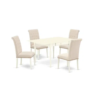 East West Furniture 1mzbr5-lwh-02 5pc Dinette Set In Neutral