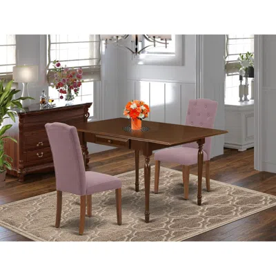 East West Furniture 1mzce3-mah-10 3pc Dining Room Table Set Offers A Modern Dining Table And 2 Parsons Dining Chairs Wit