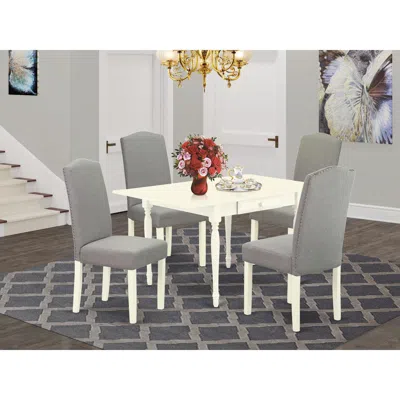 East West Furniture 1mzen5-lwh-06 5pc Modern Dining Table Set Contains A Wood Dining Table And 4 Parsons Chairs With Shi In Brown