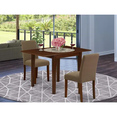 East West Furniture 1ndab3-mah-18 Modern Dining Table Set 3 Pc - Two Parson Chairs And A Dining Room Table - Mahogany Fi