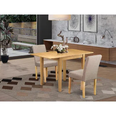 East West Furniture 1ndab3-oak-04 Dining Table Set 3 Pc - Two Dining Room Chairs And A Modern Dining Table - Oak Finish 