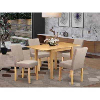 East West Furniture 1ndab5-oak-04 Dinette Set 5 Pc - Four Dining Room Chairs And A Wooden Table - Oak Finish Hardwood -  In Blue