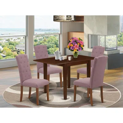 East West Furniture 1ndce5-mah-10 Dining Set 5 Pc - 4 Kitchen Chairs And A Wooden Table - Mahogany Finish Solid Wood - D In Black