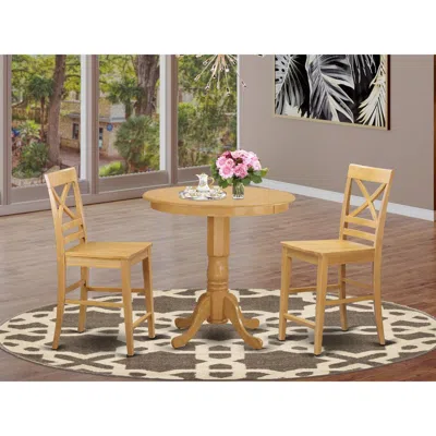 East West Furniture 3 Pc Counter Height Dining Room Set - High Table And 2 Counter Height Stool.
