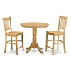 East West Furniture 3 Pc Counter Height Dining Room Set - High Top Table And 2 Bar Stools.