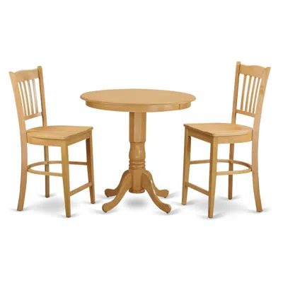 East West Furniture 3 Pc Counter Height Dining Room Set - High Top Table And 2 Bar Stools.