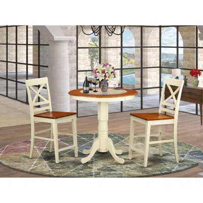 East West Furniture 3 Pc Counter Height Dining Set - Counter Height Table And 2 Counter Height Stool.