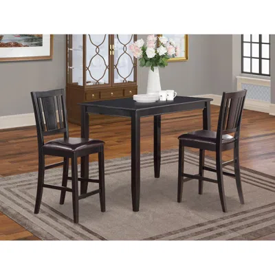 East West Furniture 3 Pc Counter Height Dining Set-high Table And 2 Stools In Black
