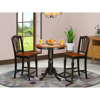 East West Furniture 3 Pc Counter Height Dining Set-pub Table And 2 Dining Chairs.