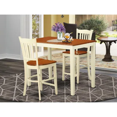 East West Furniture 3 Pc Counter Height Pub Set - High Table And 2 Counter Height Chairs. In Brown