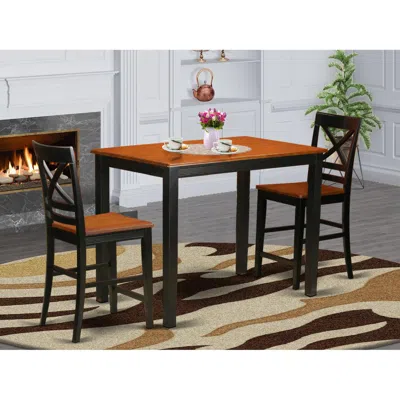 East West Furniture 3 Pc Counter Height Pub Set - High Table And 2 Counter Height Dining Chair. In Black