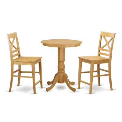 East West Furniture 3 Pc Counter Height Pub Set - High Table And 2 Kitchen Chairs.