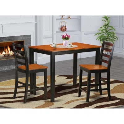 East West Furniture 3 Pc Counter Height Pub Set-pub Table And 2 Kitchen Dining Chairs.