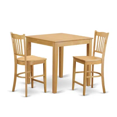 East West Furniture 3 Pc Counter Height Set - High Table And 2 Dinette Chairs.