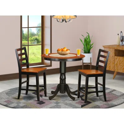 East West Furniture 3 Pc Counter Height Set - High Table And 2 Kitchen Chairs.